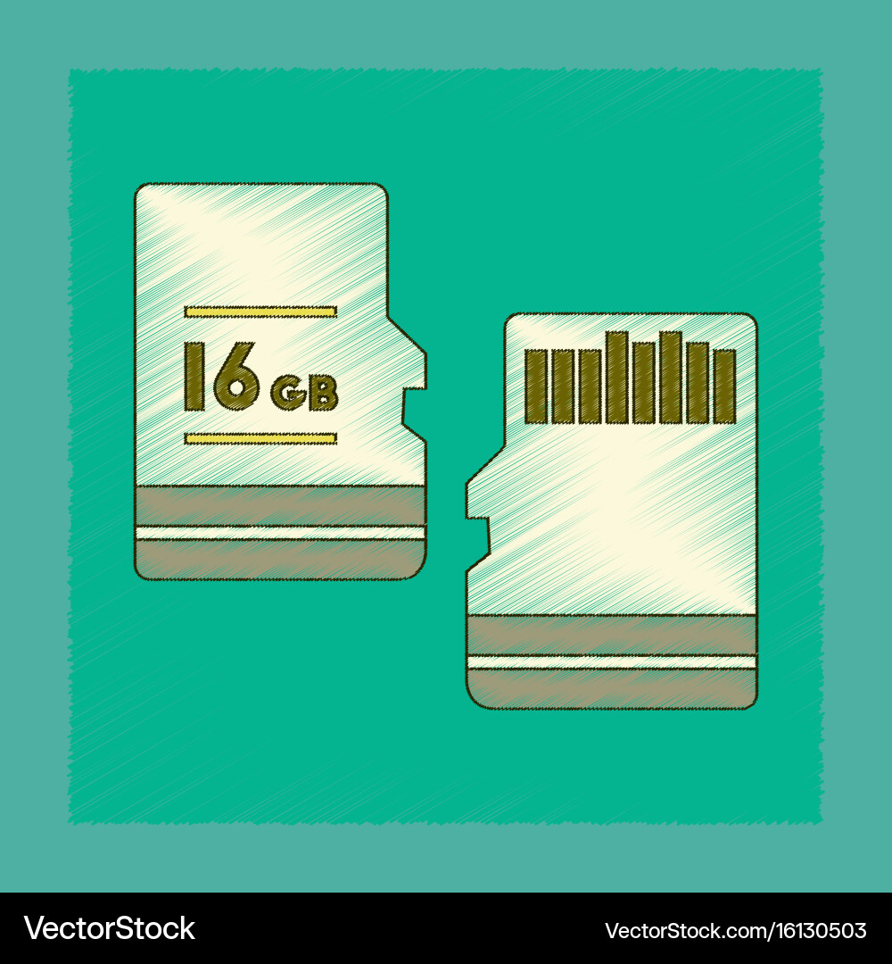Flat shading style icon micro sd Royalty Free Vector Image