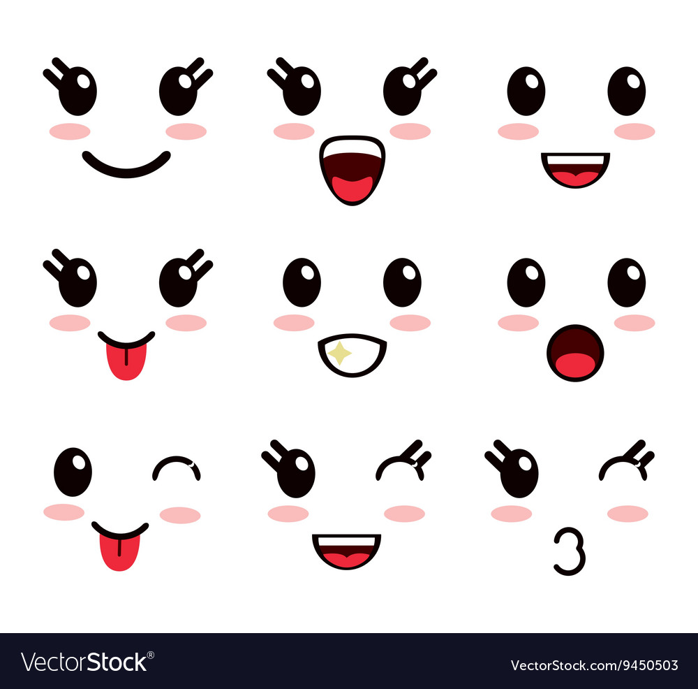 Kawaii icon set of cartoon expression design Vector Image