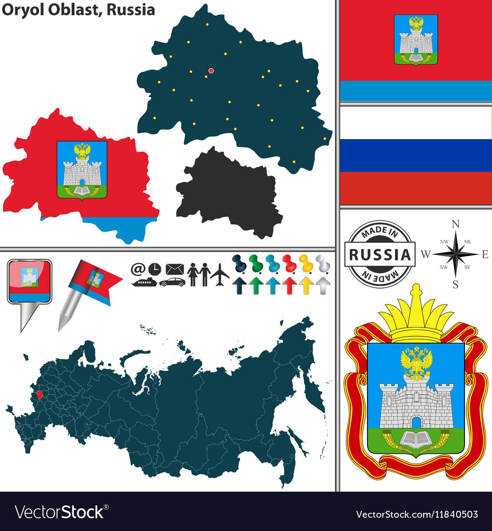 Map Of Oblast Of Oryol Royalty Free Vector Image