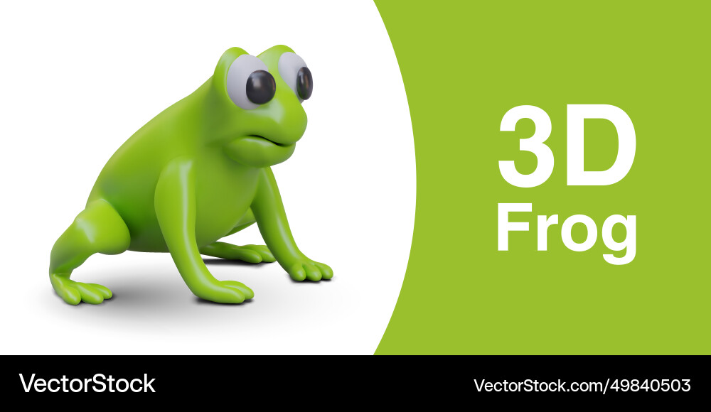 Placard with side view on cartoon green frog Vector Image