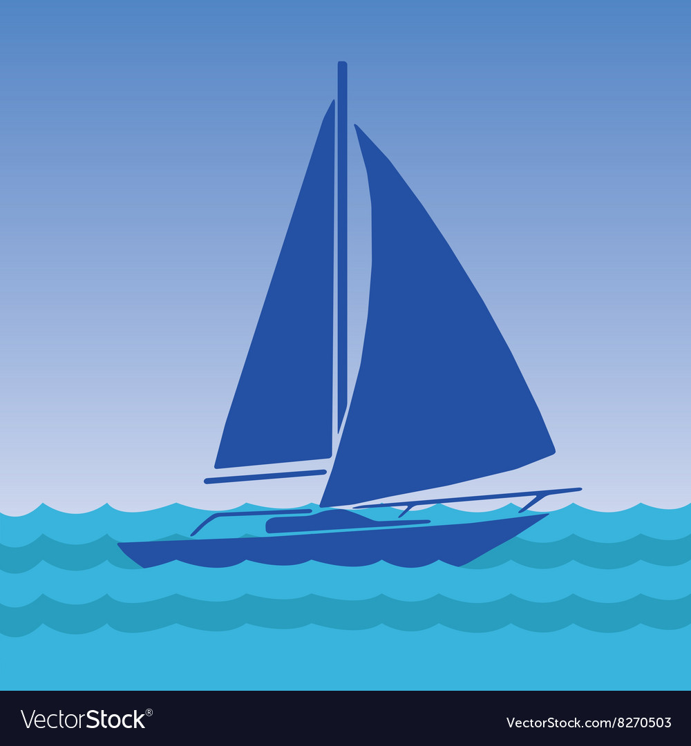 Sailing boat in the sea Royalty Free Vector Image