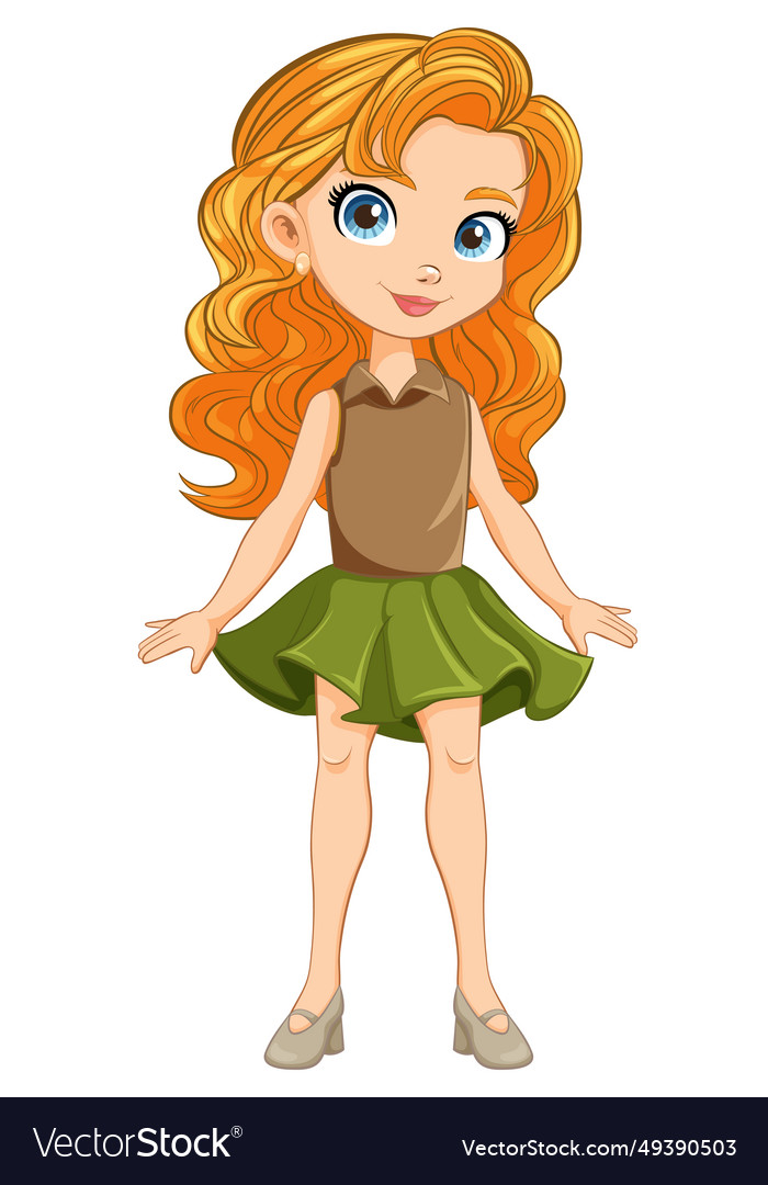 Smiling cartoon character of a cute girl in mini Vector Image