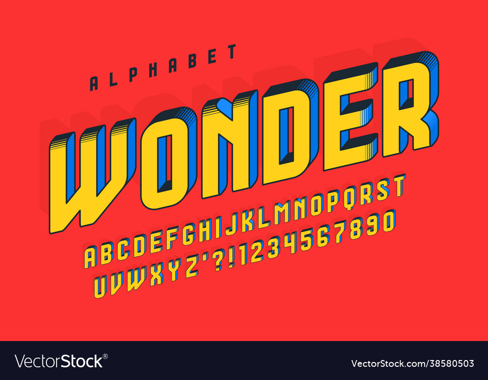 Trendy 3d comical design colorful alphabet Vector Image