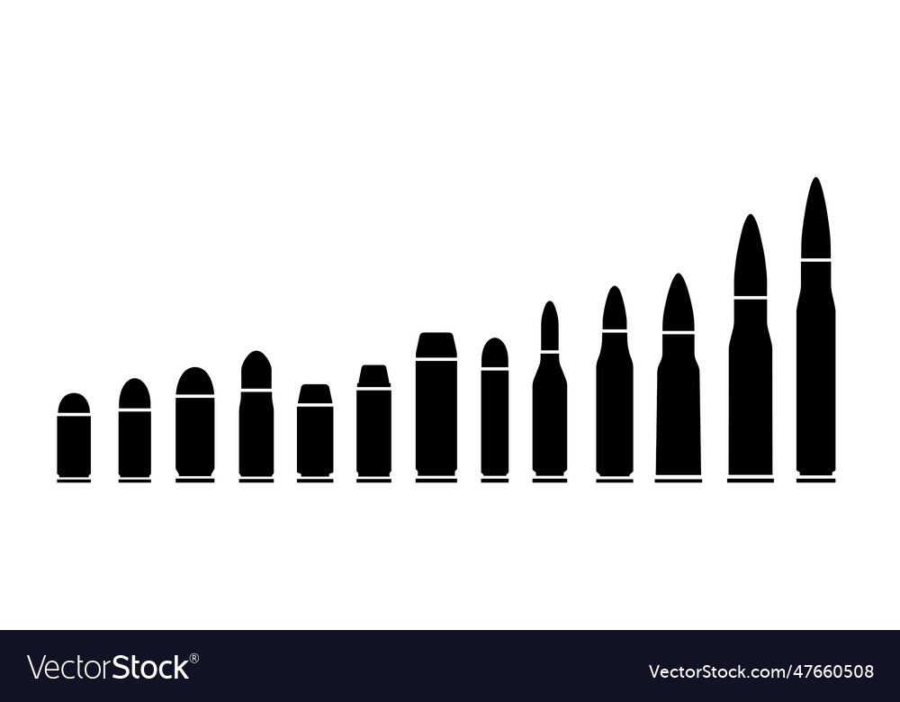 Black bullets silhouettes set Royalty Free Vector Image