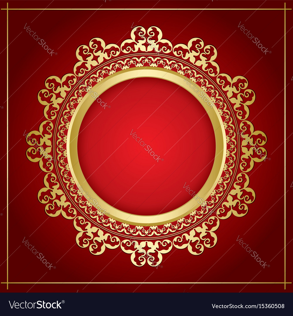 Bright gold ornamental frame with transparent Vector Image