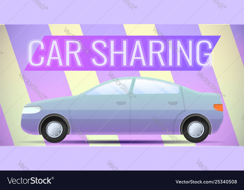 City car sharing concept banner cartoon style Vector Image City car sharing concept banner cartoon style Vector Image