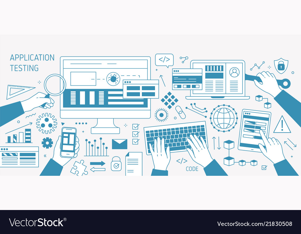 Horizontal Banner With Hands And Various Vector Image