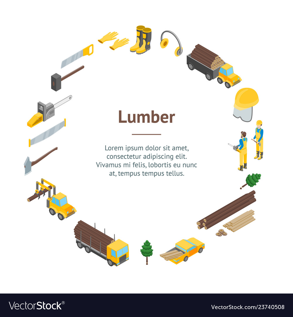 Lumberman woodcutter signs 3d banner card circle Vector Image