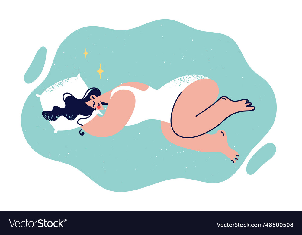 Woman sleeps lying on pillow and hovering Vector Image