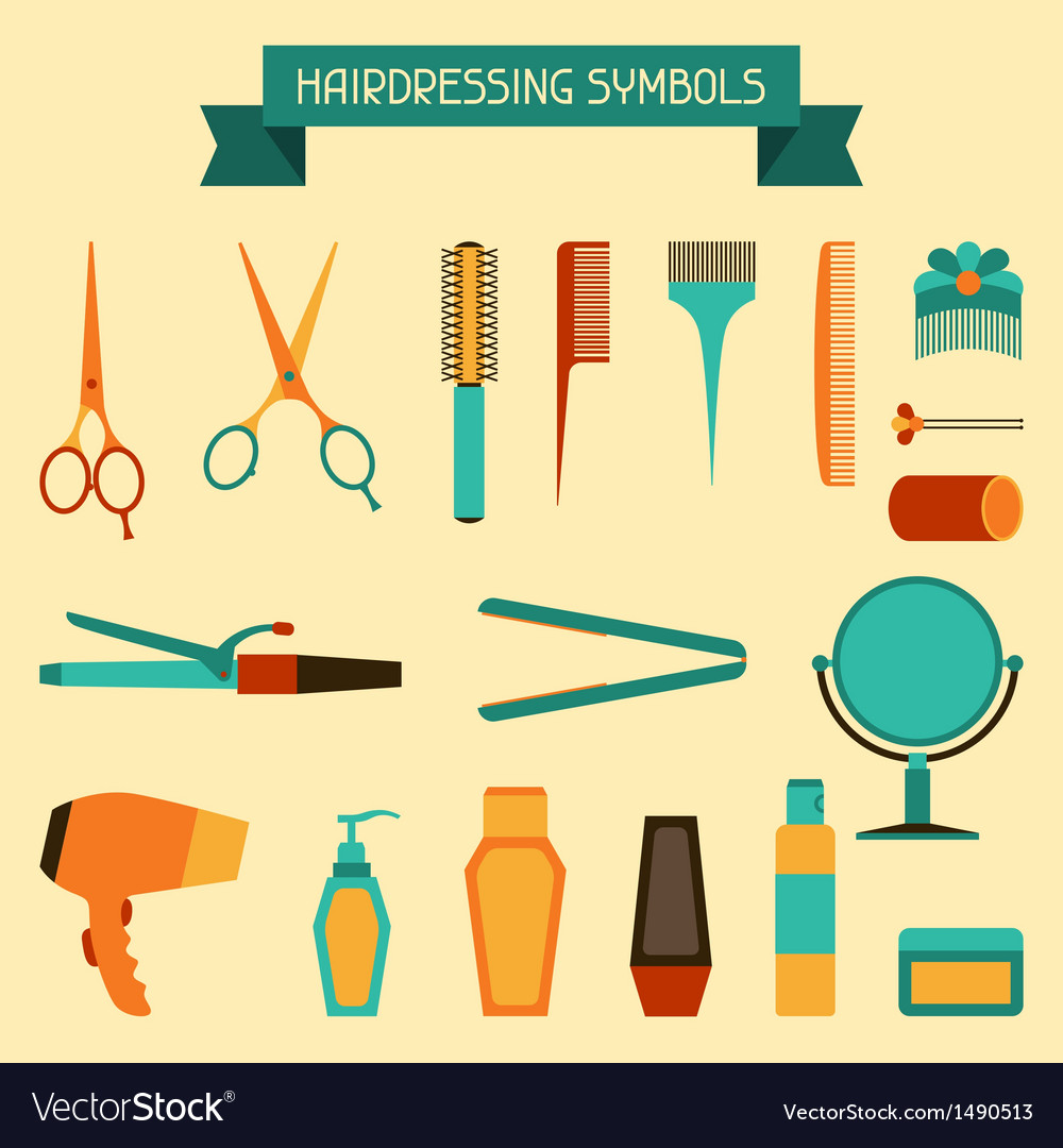 Hairdressing symbols Royalty Free Vector Image