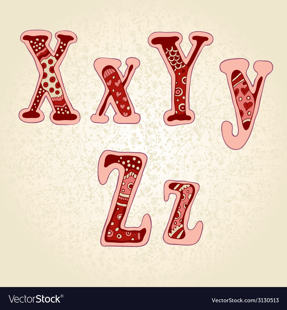 Love the alphabet with a ornamental letters Vector Image