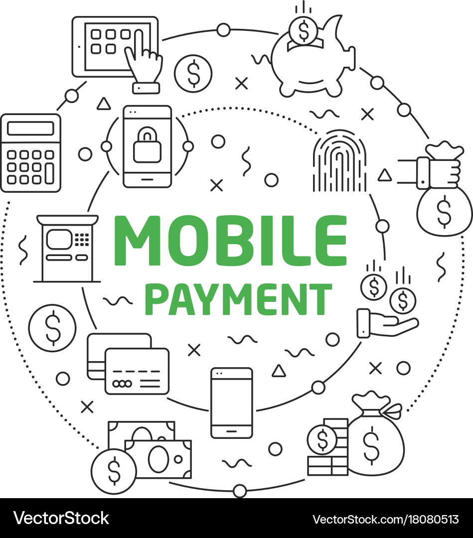 Mobile payment linear Royalty Free Vector Image