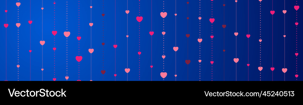 Pink hearts on blue background banner Royalty Free Vector