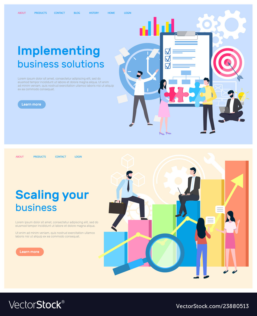 Scaling business and implementation of solution Vector Image