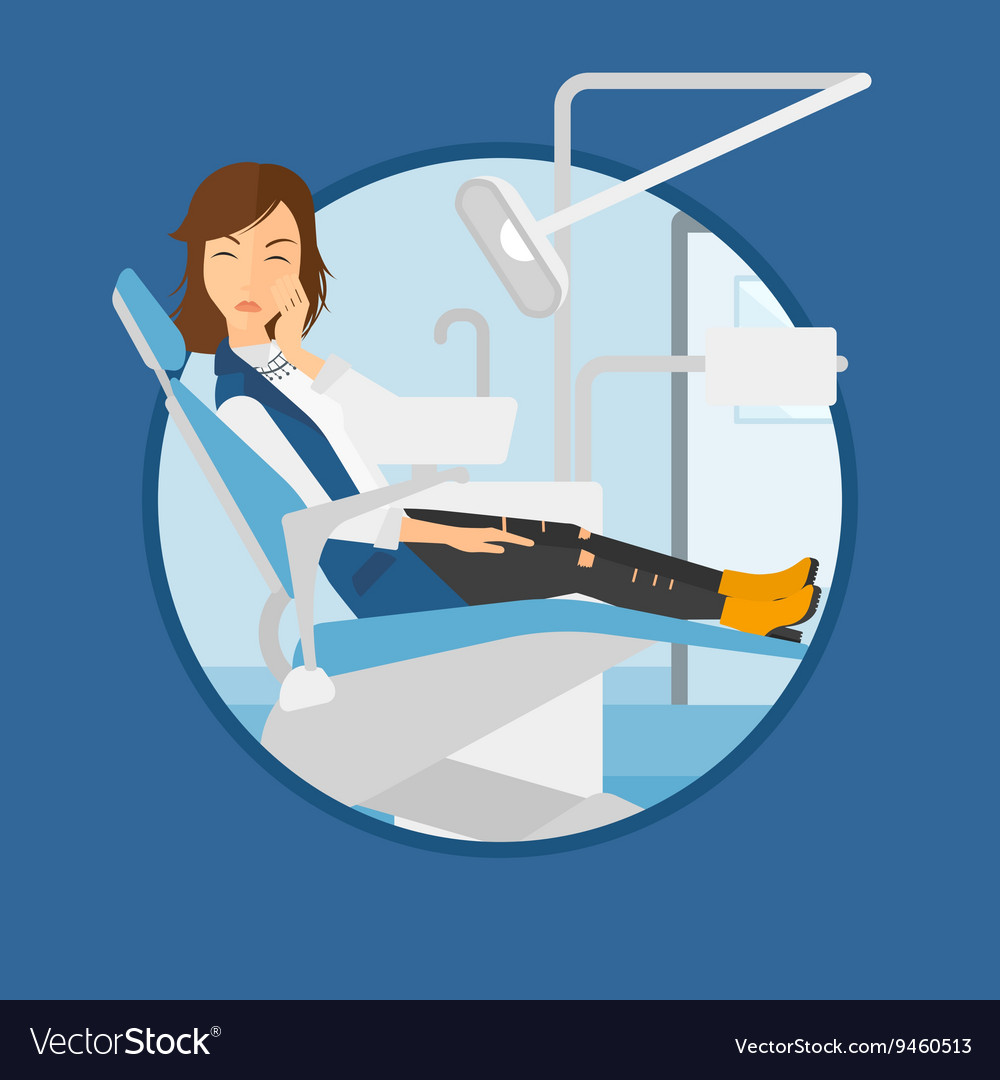 Woman suffering in dental chair Royalty Free Vector Image