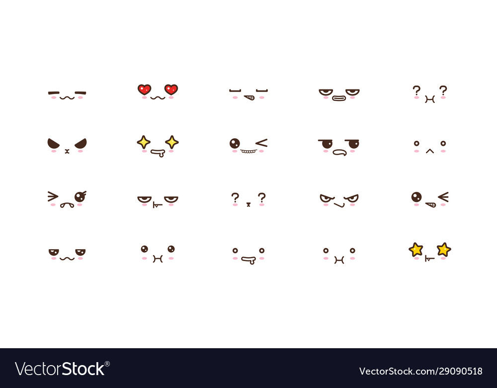 Kawaii cute faces smile emoticons japanese emoji