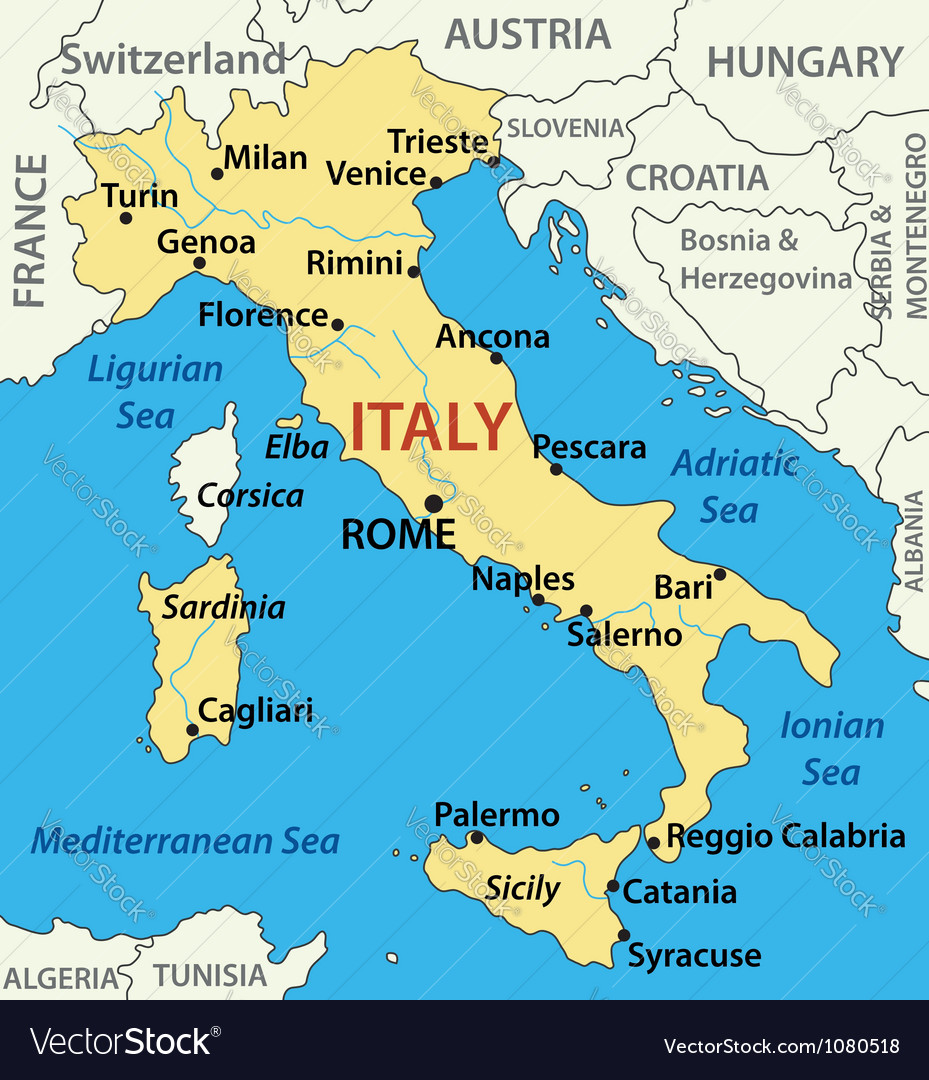 italy on the map Map Of Italy Royalty Free Vector Image Vectorstock italy on the map