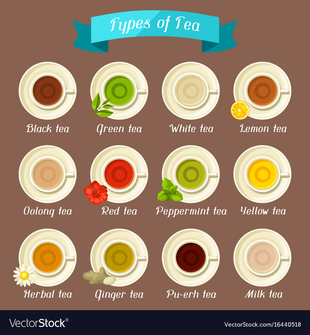 Types of tea set ceramic cups with different Vector Image