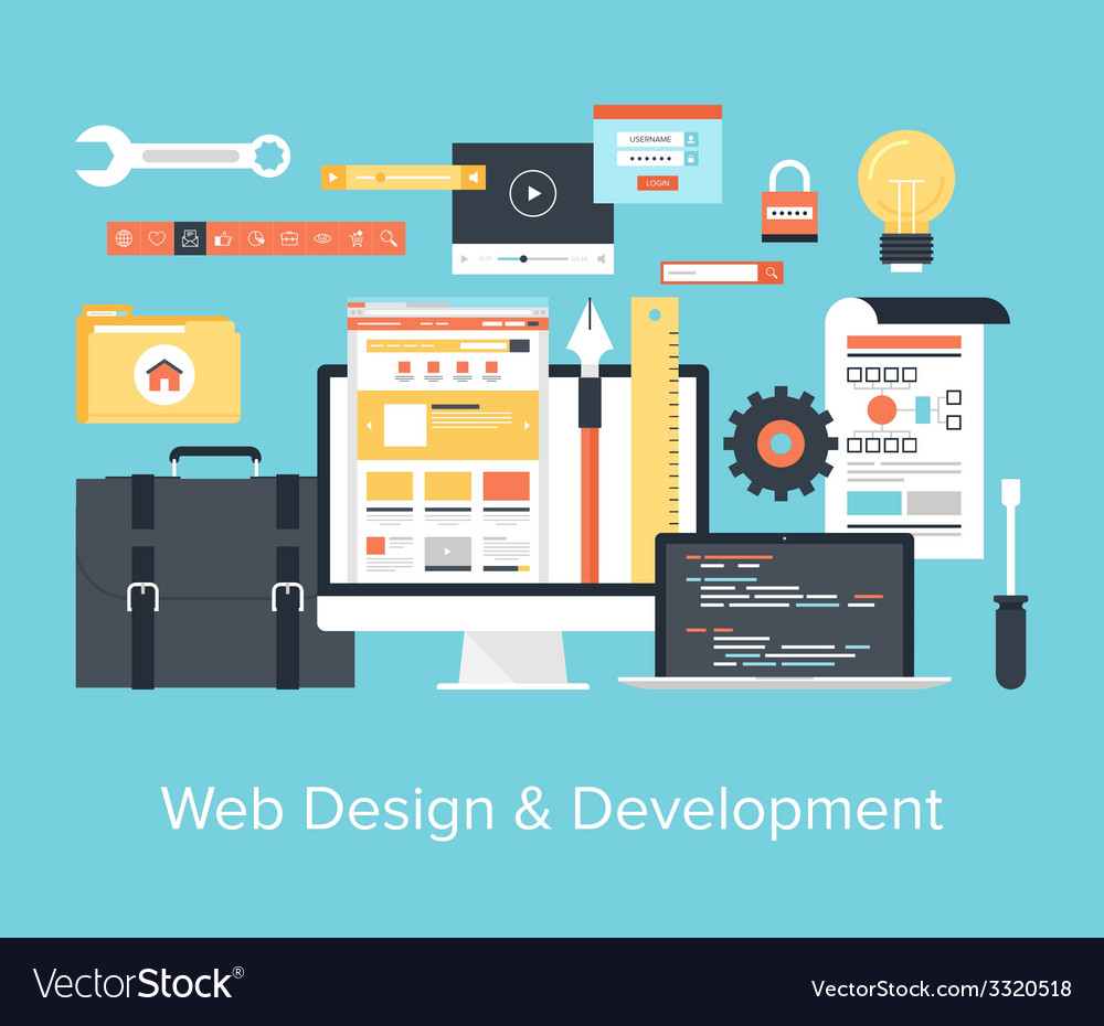 Web Design and Development Royalty Free Vector Image