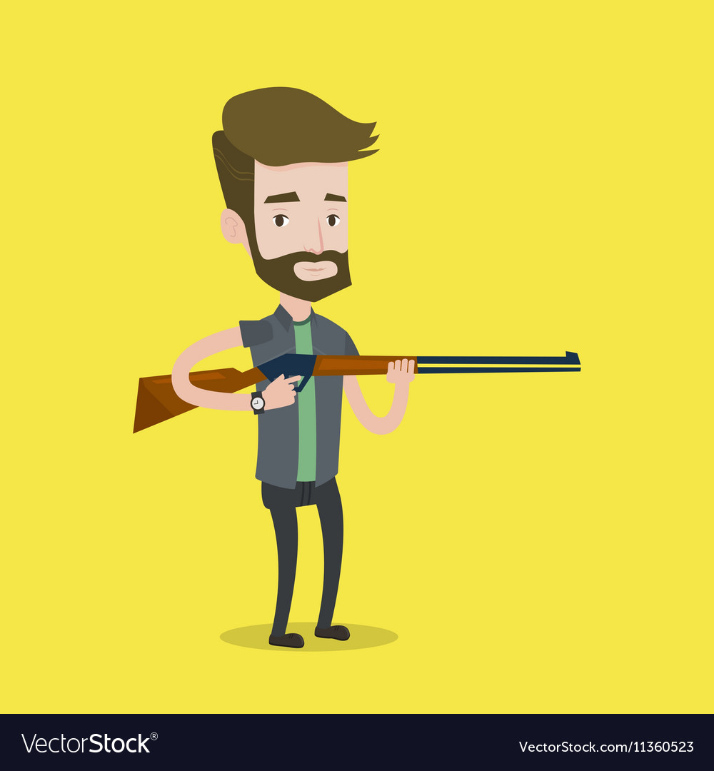 Hunter Ready To Hunt With Hunting Rifle Royalty Free Vector