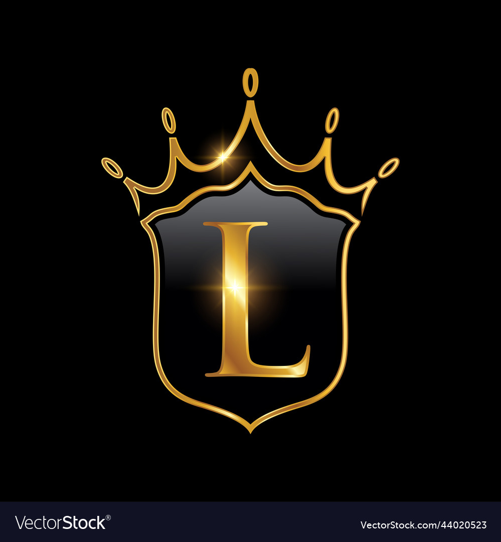 Initial l monogram alphabet with a crown Vector Image