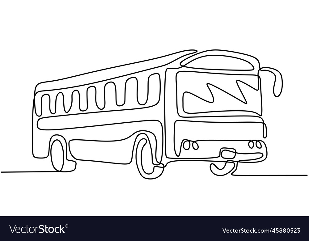 One line drawing of school bus regularly used Vector Image