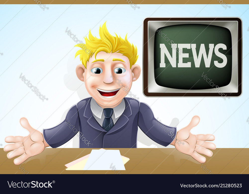 Tv newscaster cartoon Royalty Free Vector Image