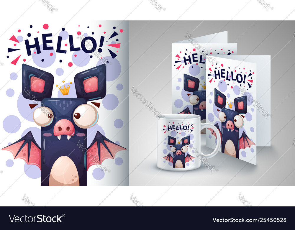 Cartoon Bat Mockup For Your Idea Royalty Free Vector Image Idea Royalty Free Vector Image