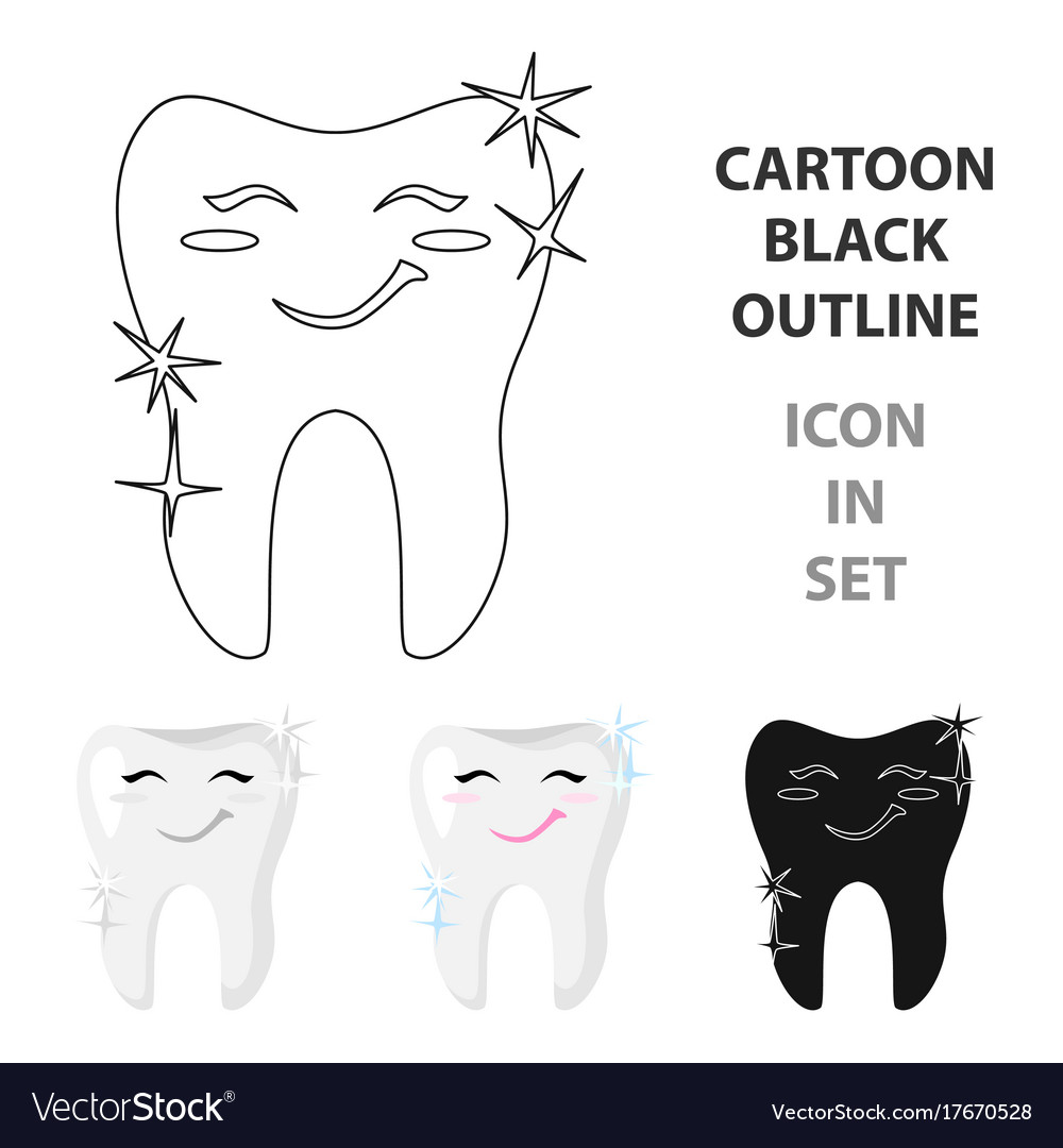 Tooth with diamond icon in cartoon style isolated