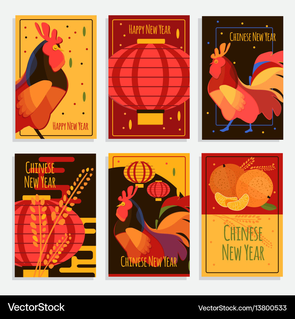 Chinese New Year Greeting Cards Royalty Free Vector Image