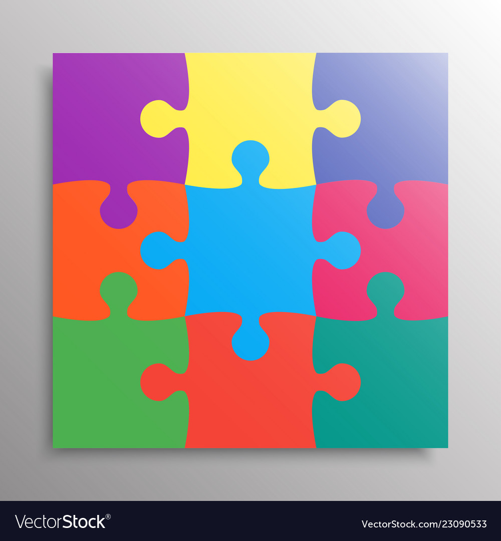 Colorful pieces puzzle banner jigsaw banner frame Vector Image