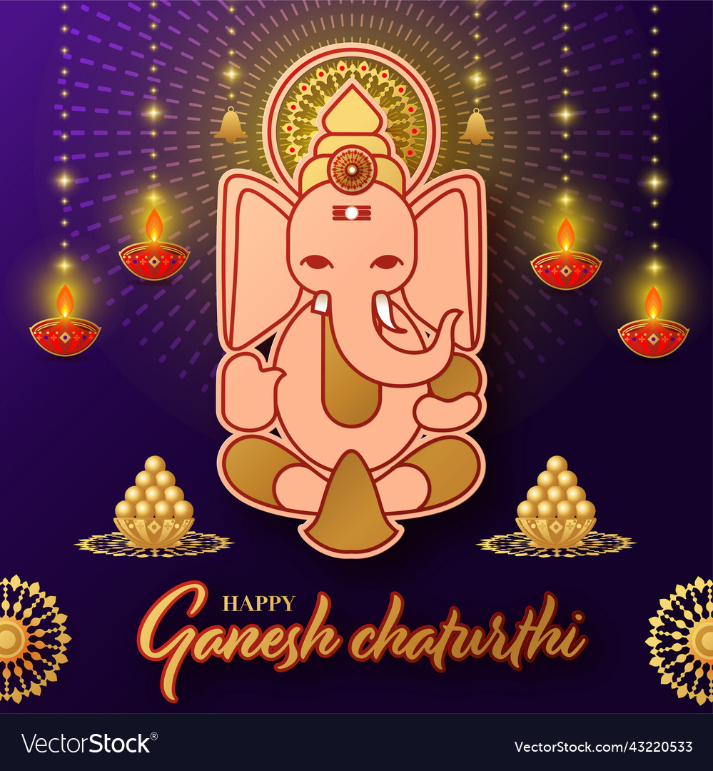 Happy ganesh chaturthi greetings festival Vector Image