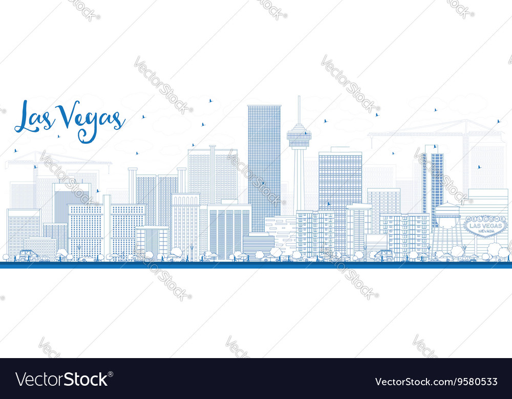 Outline las vegas skyline with blue buildings Vector Image