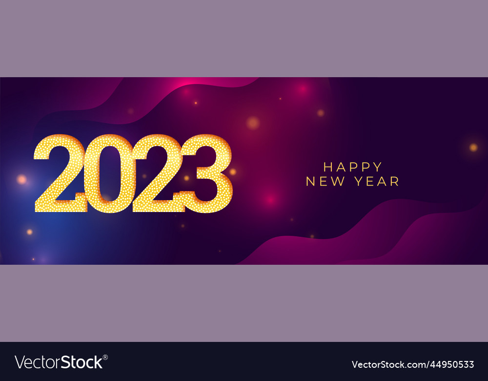 Realistic new year 2023 festival banner in shiny Vector Image