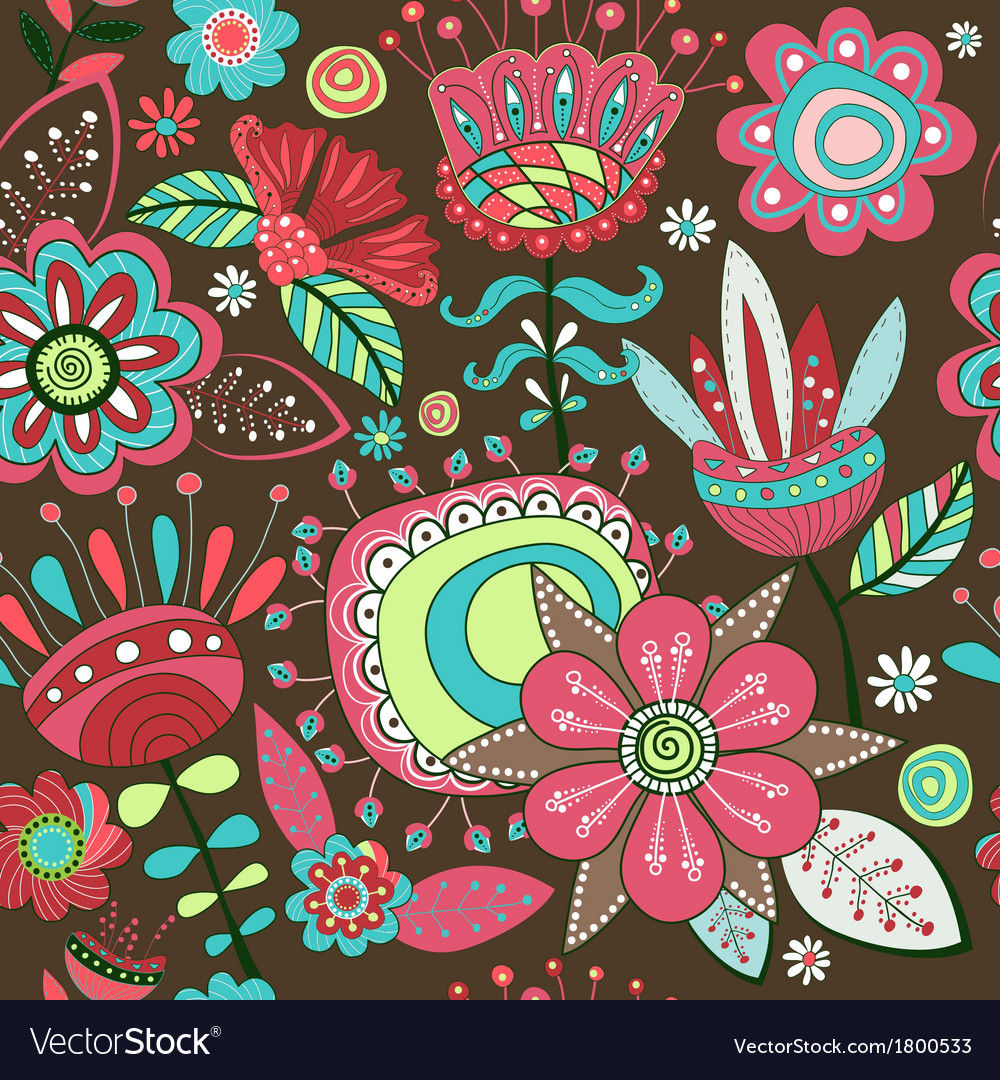 Seamless pattern magic flowers Royalty Free Vector Image