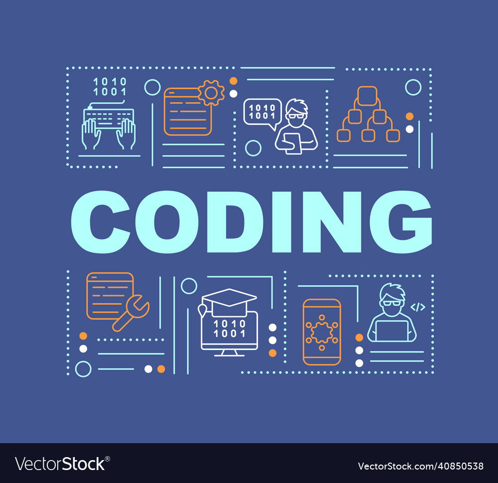 Coding word concepts navy banner Royalty Free Vector Image