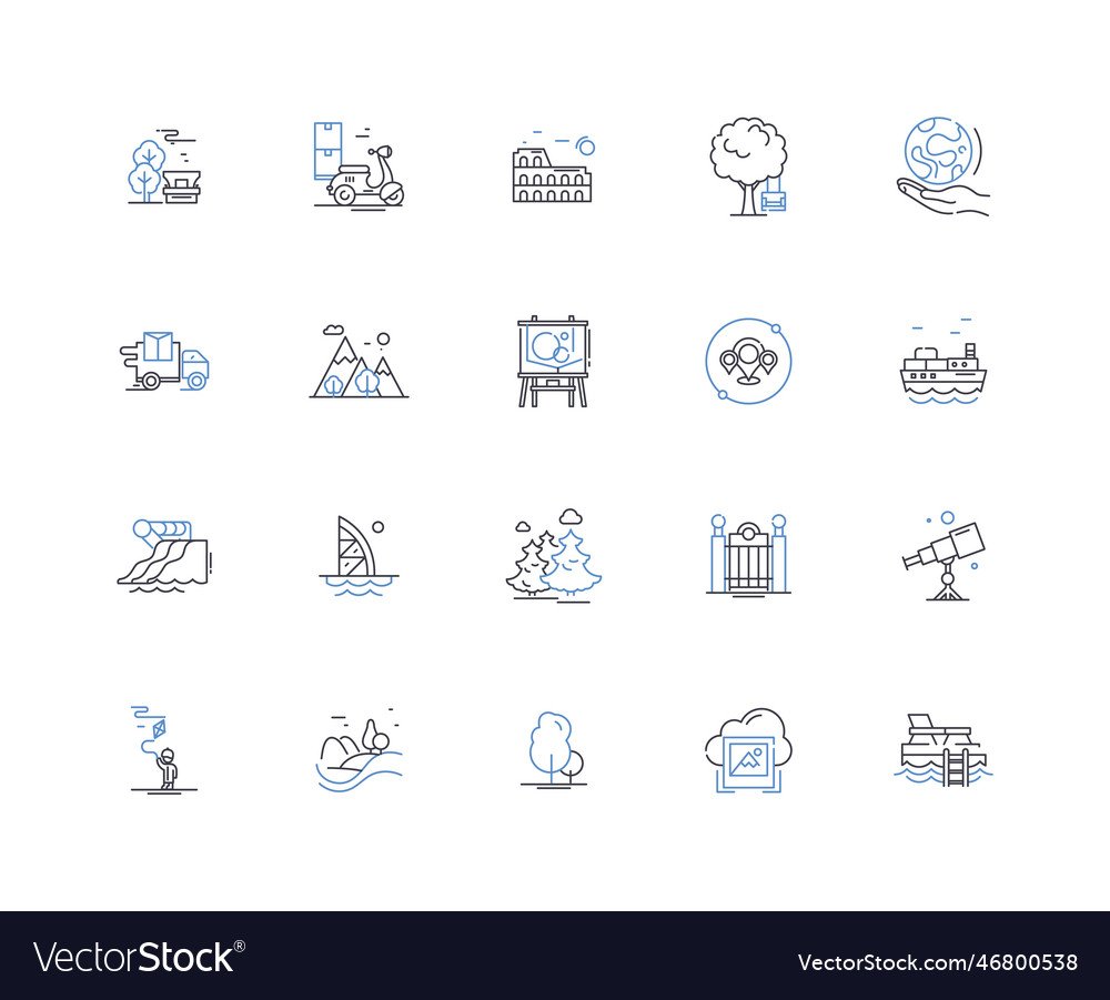 Desertscapes line icons collection arid sand Vector Image