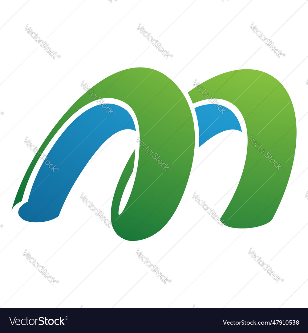 Green and blue spring shaped letter m icon Vector Image