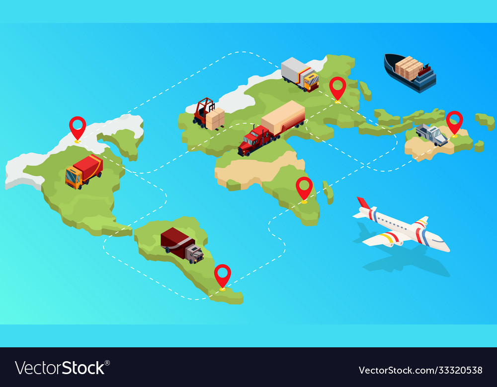 Isometric logistics global Royalty Free Vector Image