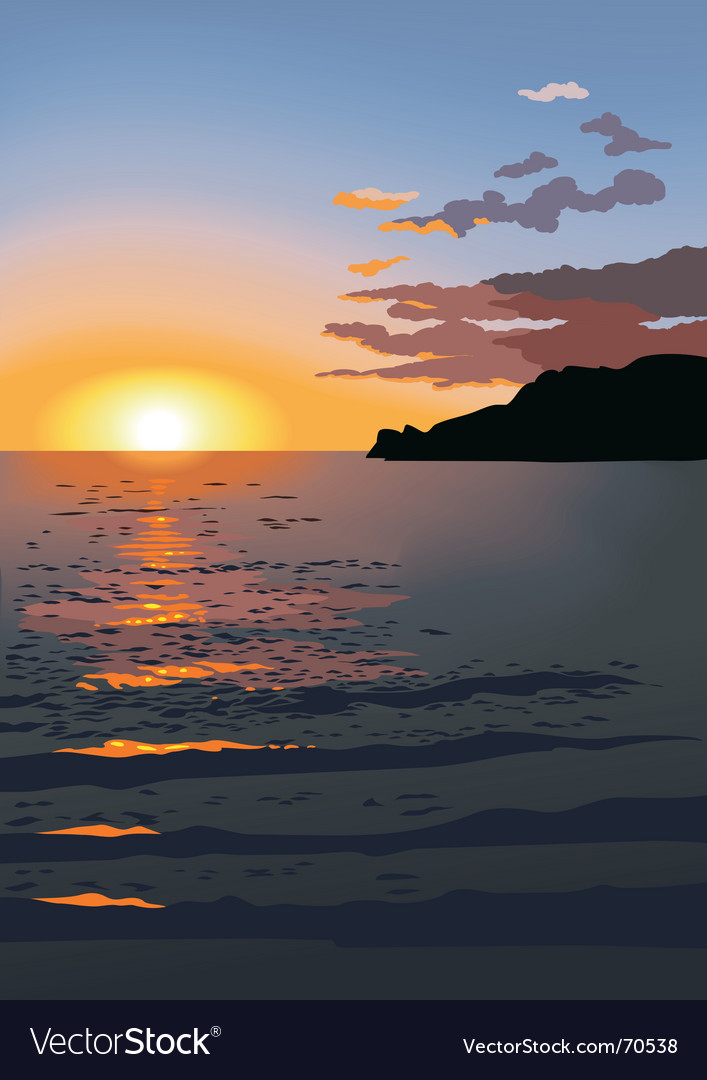 Sunset at sea Royalty Free Vector Image - VectorStock