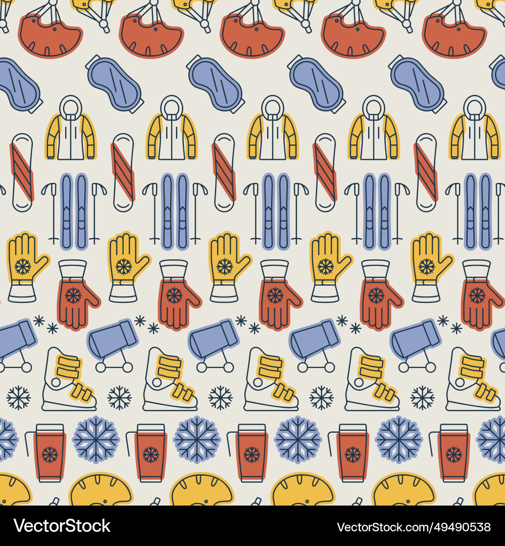Winter active recreation and sports pattern Vector Image