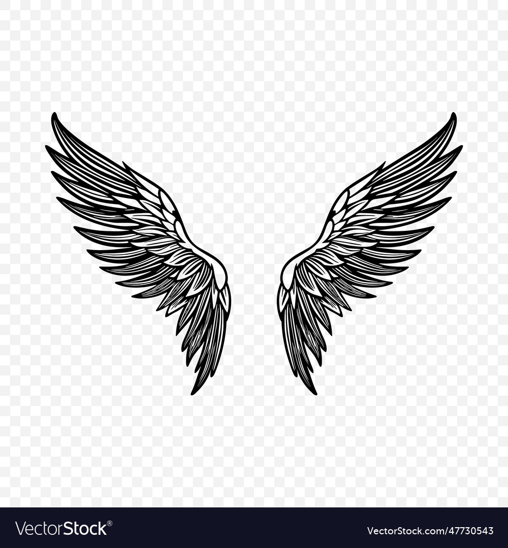 Black wing icon vintage angel wings icon Vector Image