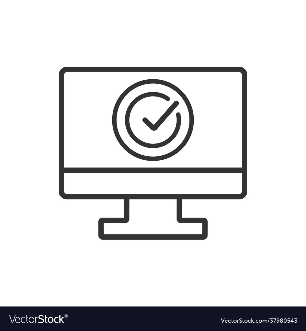 Computer check mark outline icon linear Royalty Free Vector