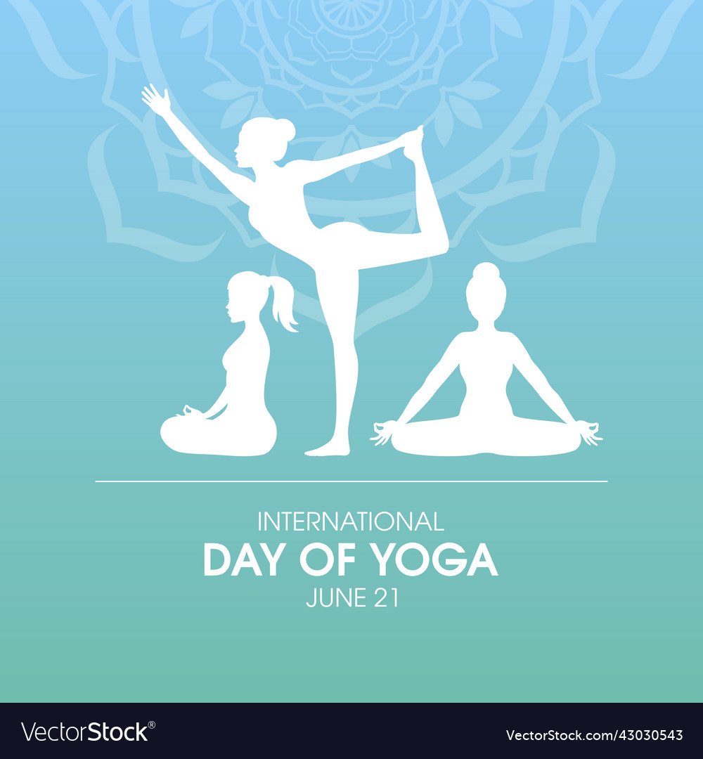 Day of yoga woman positions silhouette icon set Vector Image