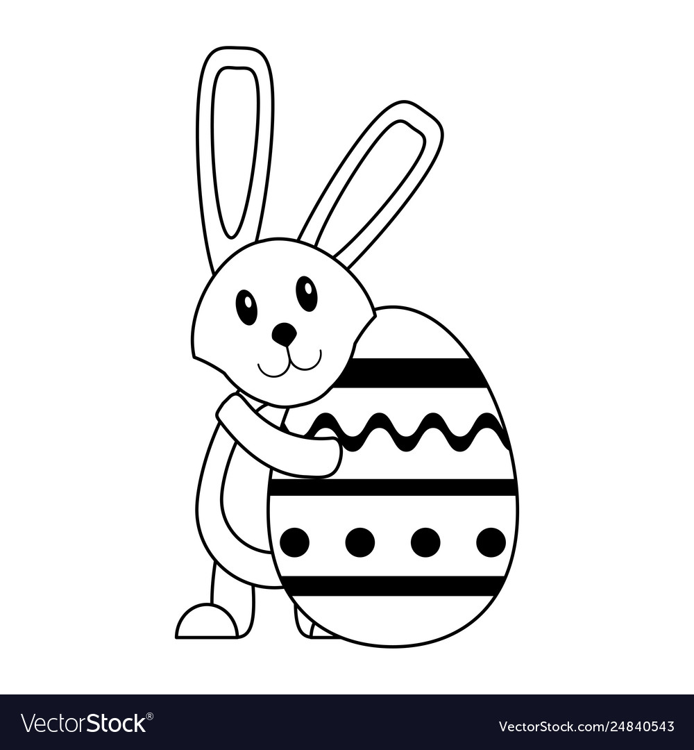 Easter day cute cartoons in black and white Vector Image