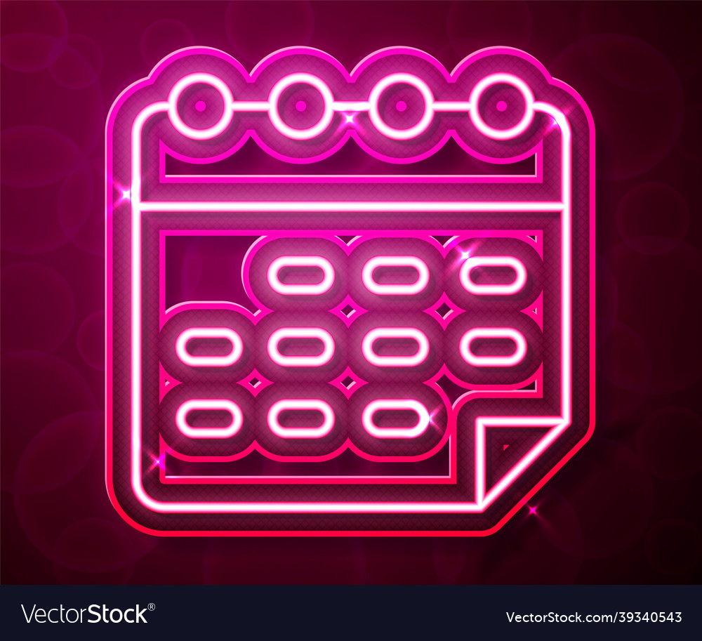 Glowing neon line school timetable icon isolated Vector Image