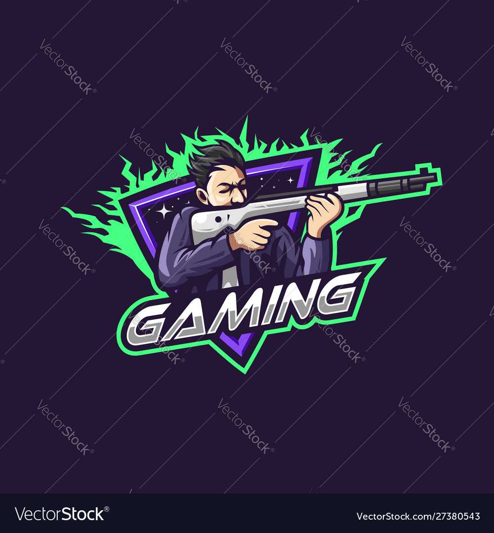 Man holding weapon for gaming squad Royalty Free Vector