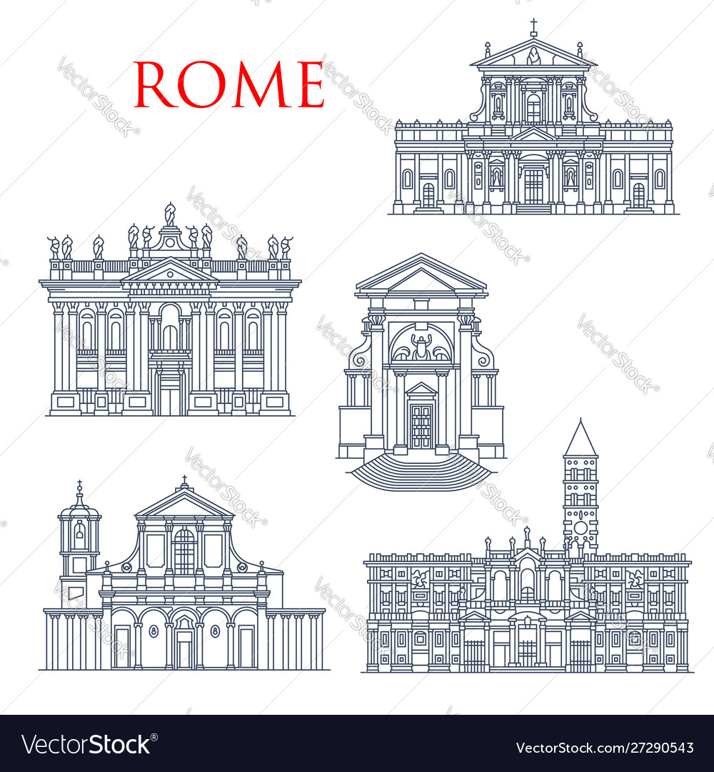 Rome famous buildings architecture landmarks Vector Image