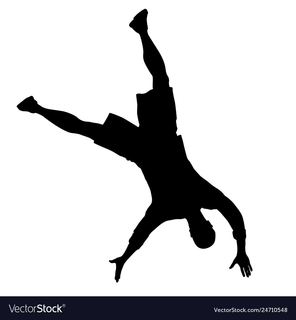 Black Silhouettes Man With Arm Raised On A White Vector Image