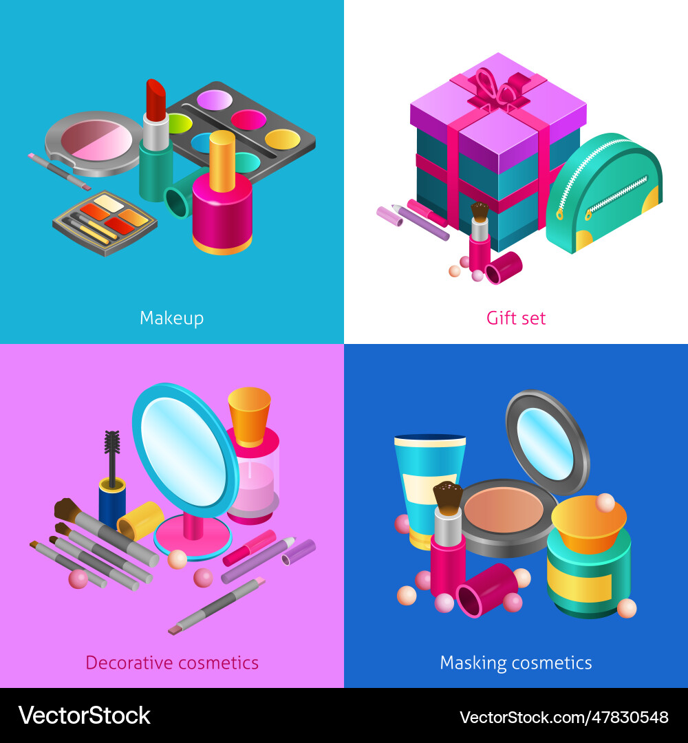 Cosmetics isometric set Royalty Free Vector Image
